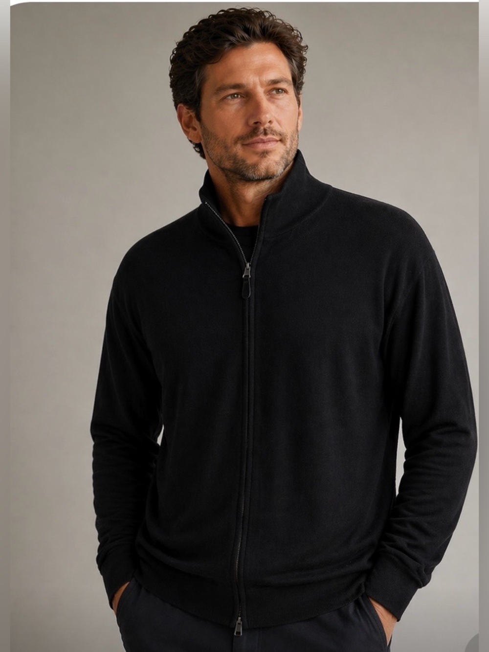 Ermenegildo Zegna 1/4 Zip Virgin Wool Cashmere Pullover Men’s Black 3XL (58)